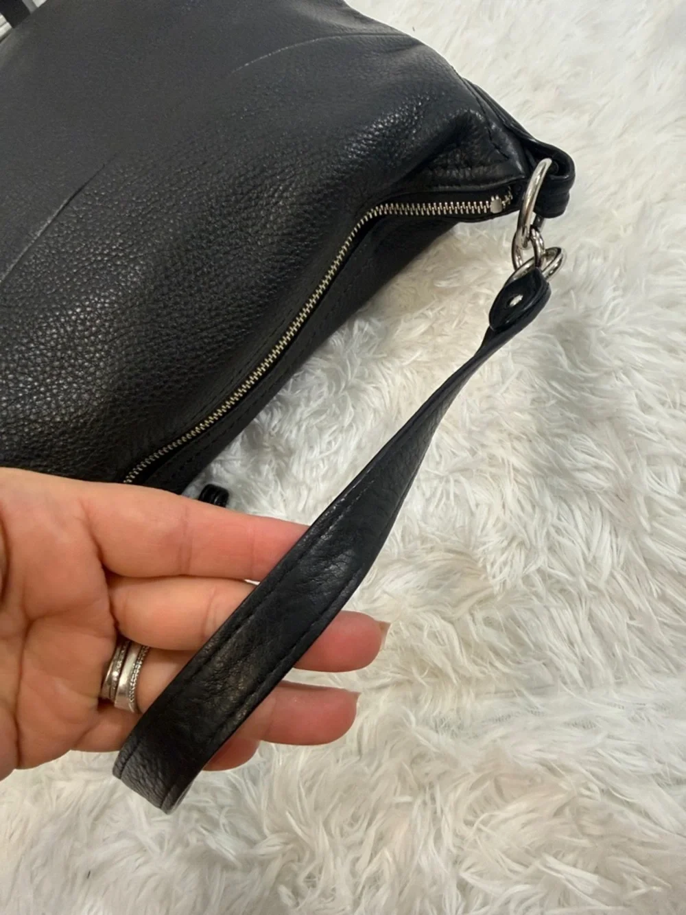 COACH Poppy Avery Pebbled Black Leather Boho Shoulder Bag - Picture 5 of 16